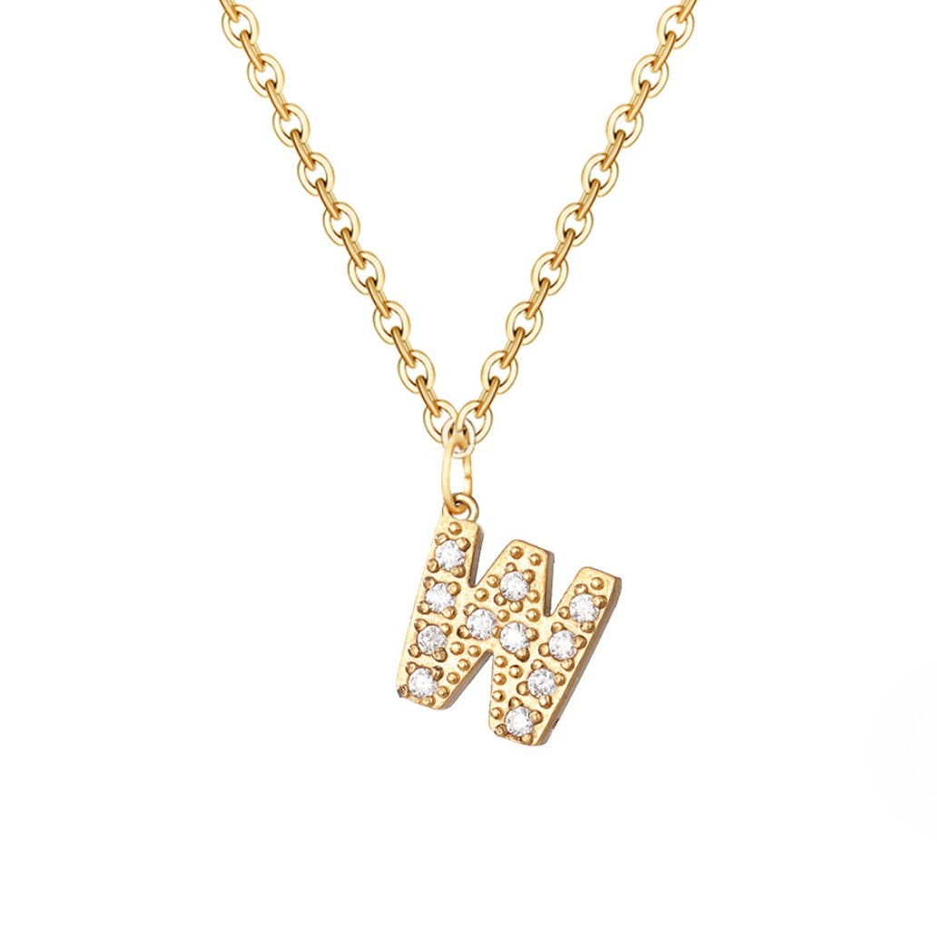 Crystal Charm Letter Necklace