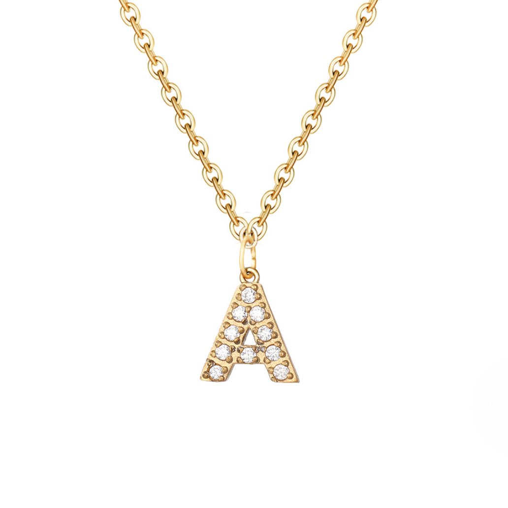 Crystal Charm Letter Necklace