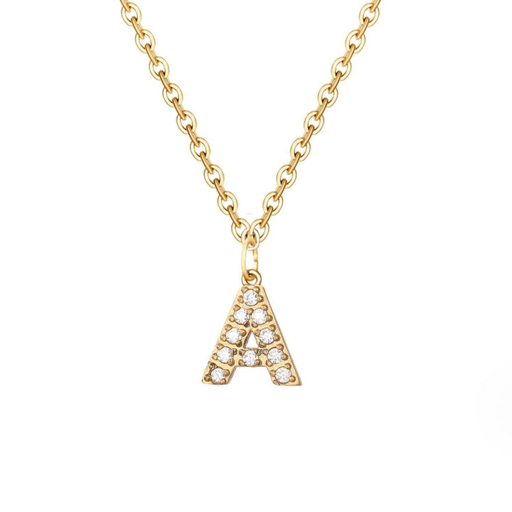 Crystal Charm Letter Necklace