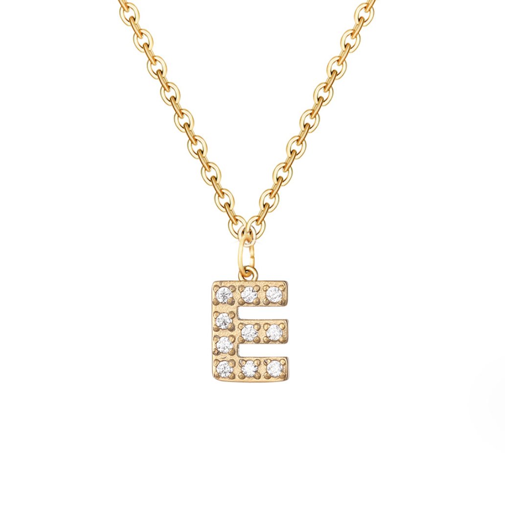 Crystal Charm Letter Necklace