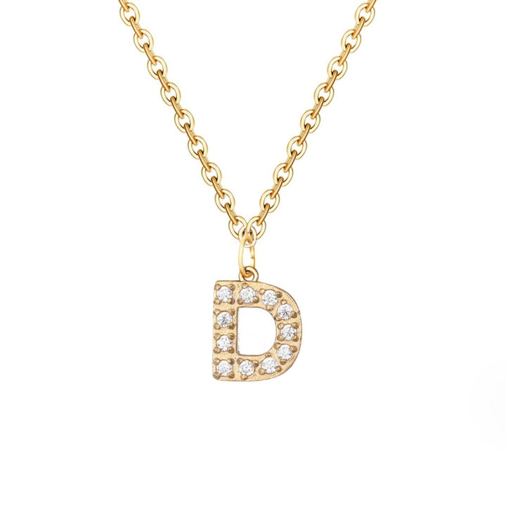 Crystal Charm Letter Necklace