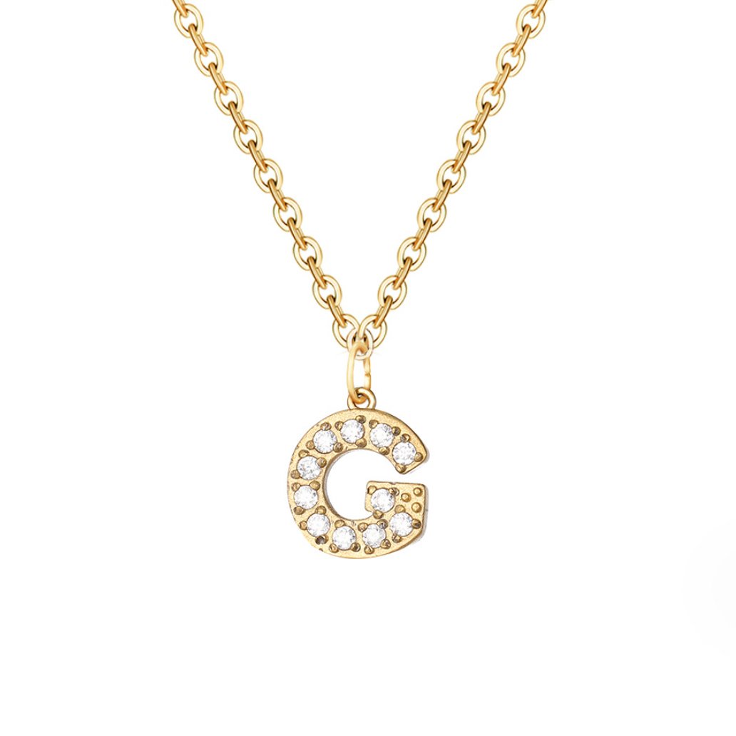 Crystal Charm Letter Necklace