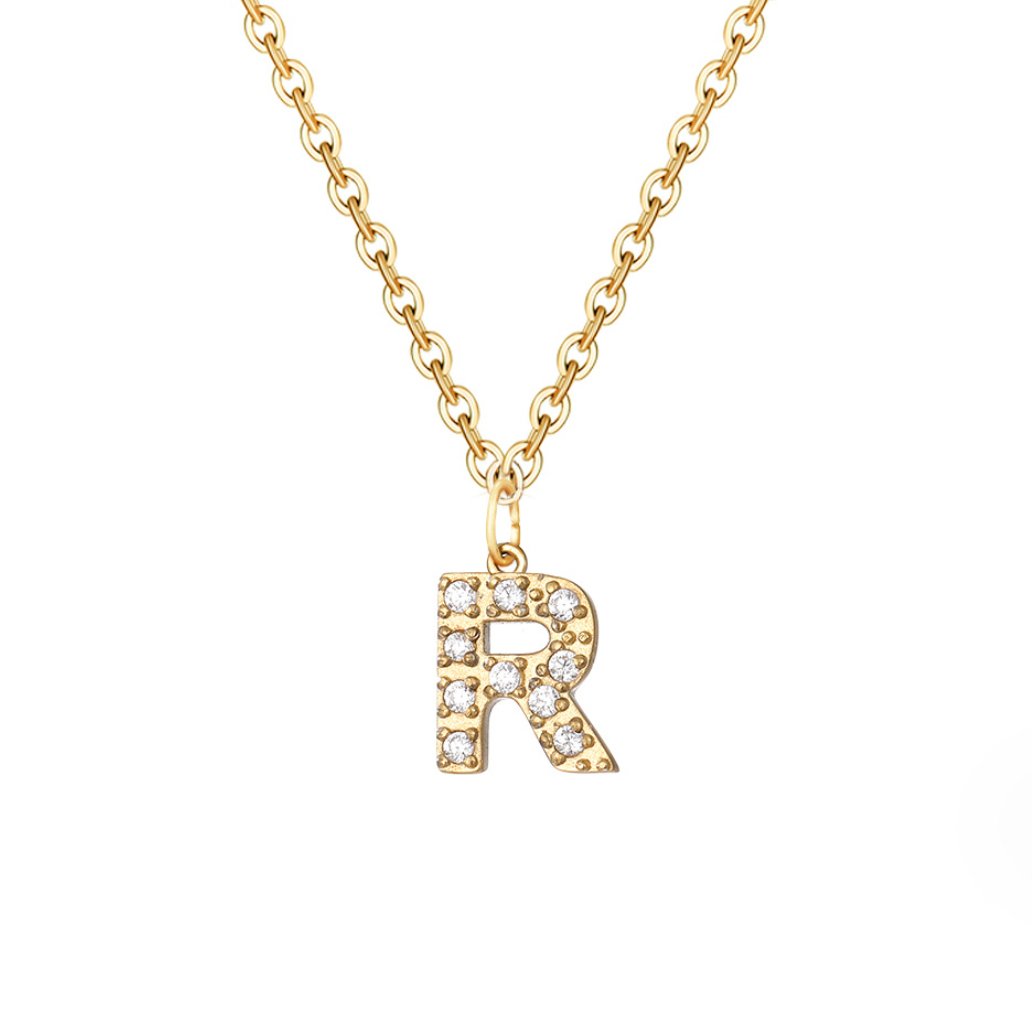 Crystal Charm Letter Necklace
