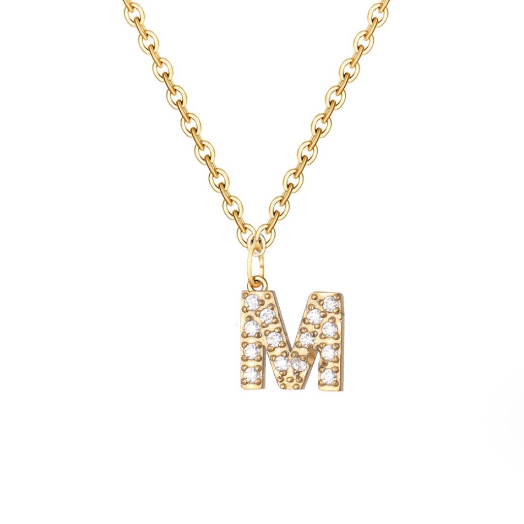 Crystal Charm Letter Necklace
