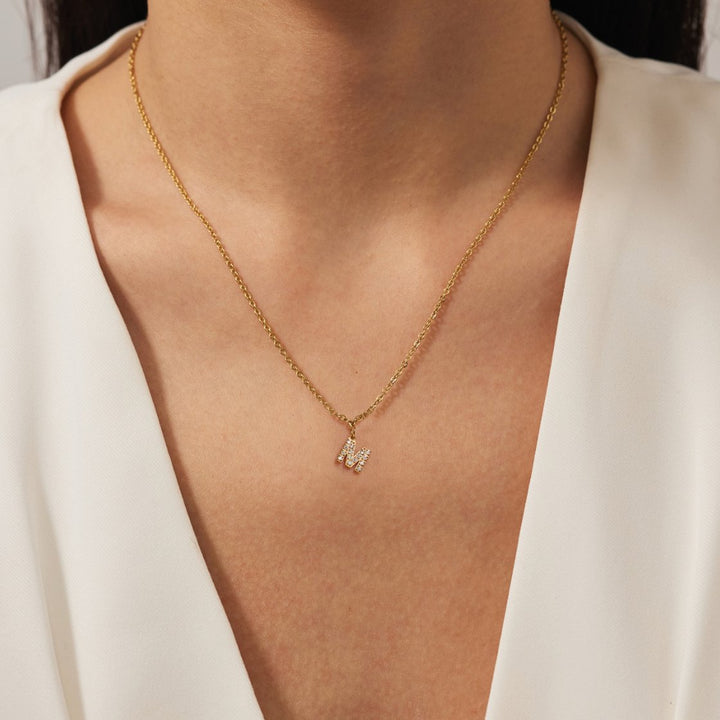 Crystal Charm Letter Necklace