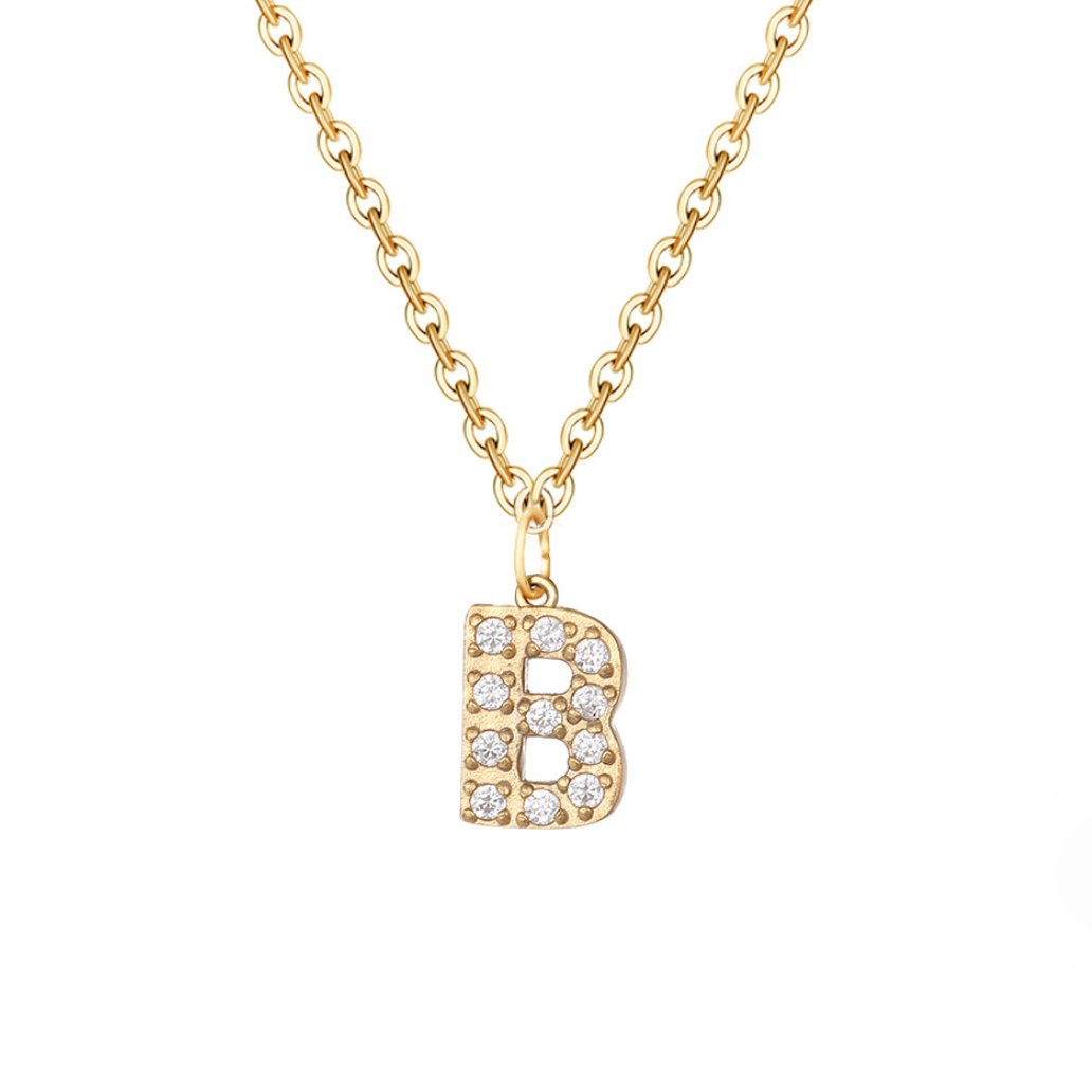 Crystal Charm Letter Necklace