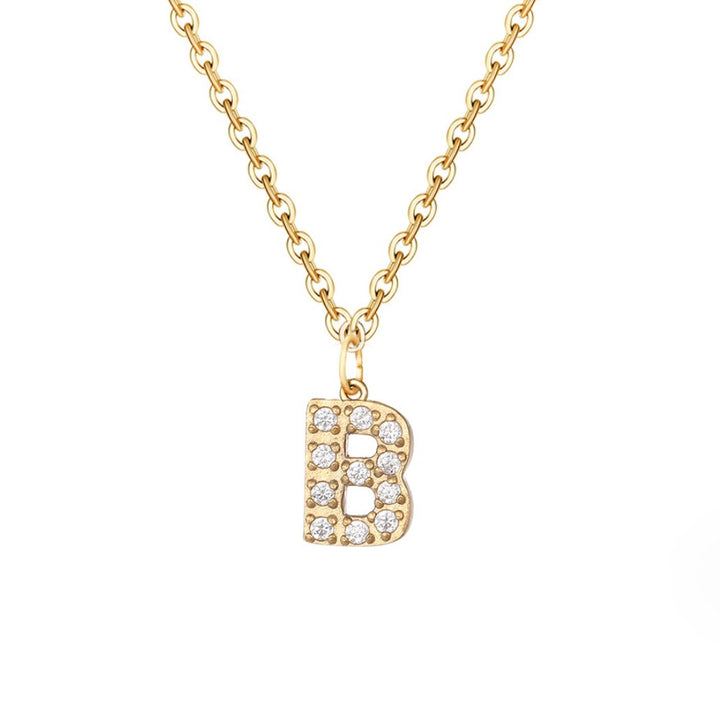 Crystal Charm Letter Necklace