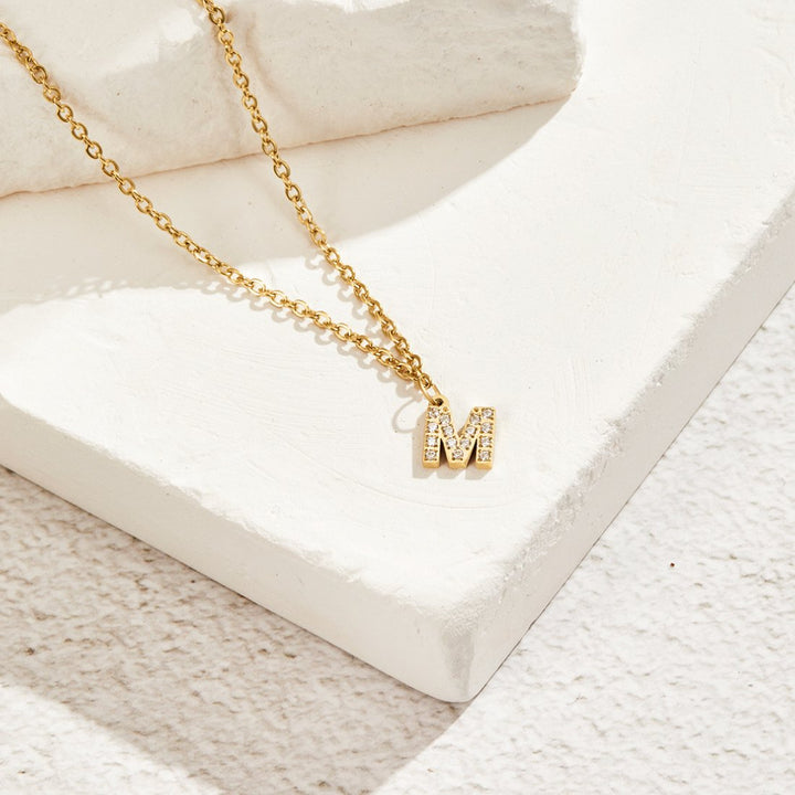Crystal Charm Letter Necklace