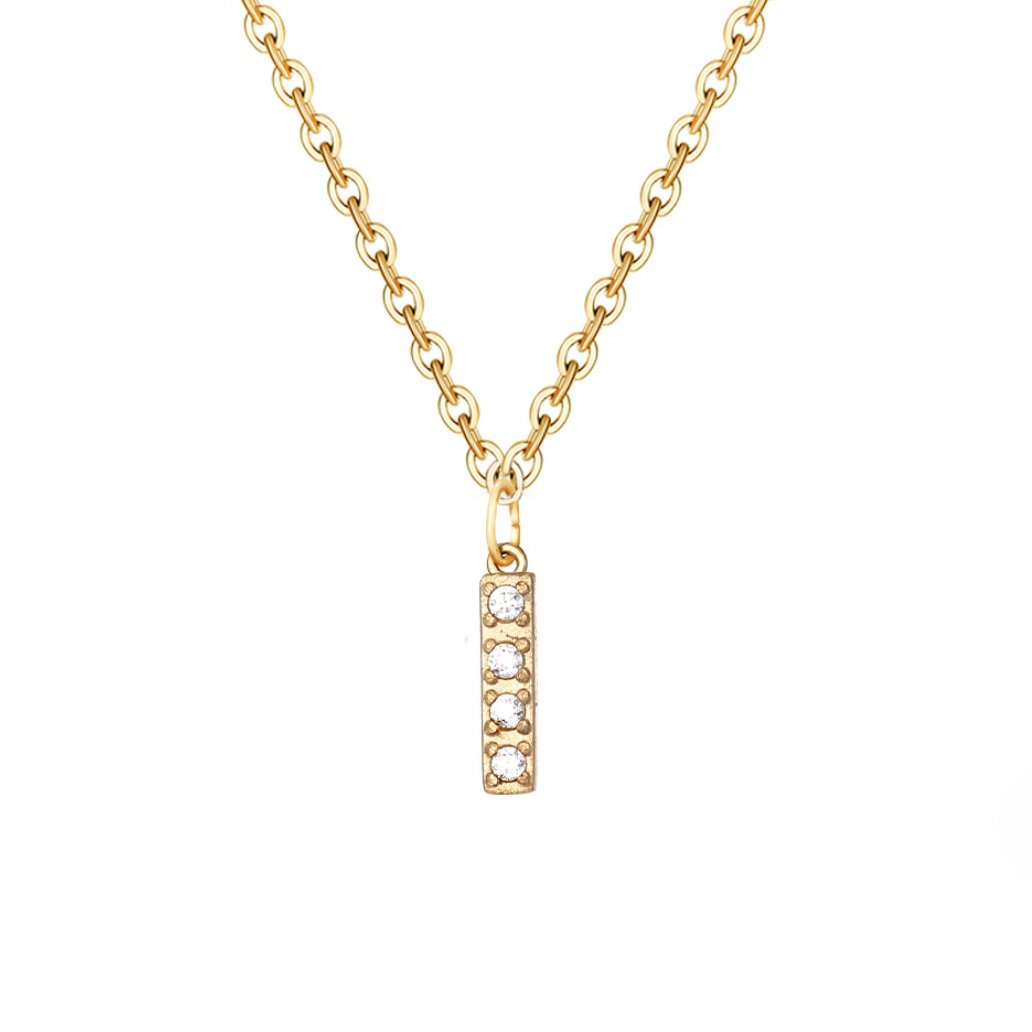 Crystal Charm Letter Necklace