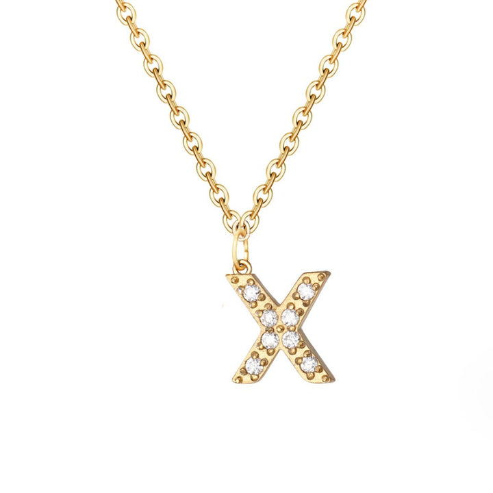 Crystal Charm Letter Necklace