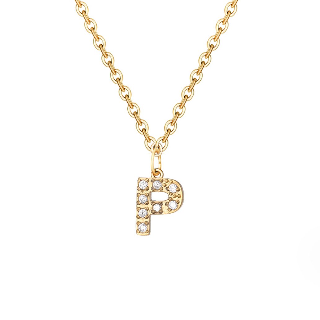Crystal Charm Letter Necklace