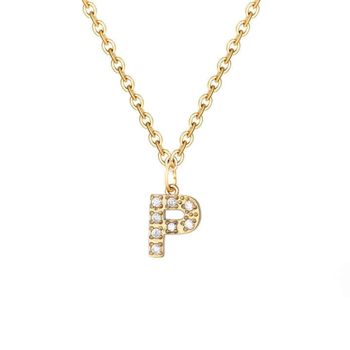 Crystal Charm Letter Necklace