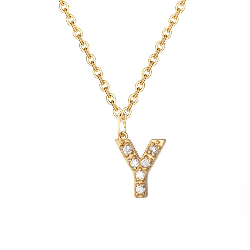 Crystal Charm Letter Necklace