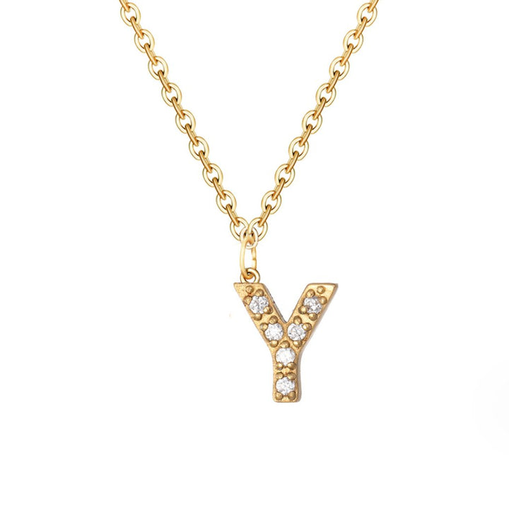 Crystal Charm Letter Necklace