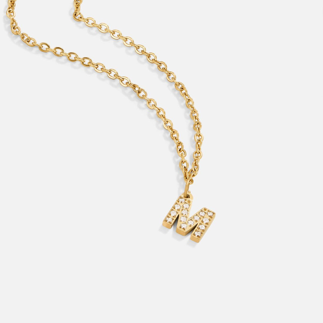 Crystal Charm Letter Necklace