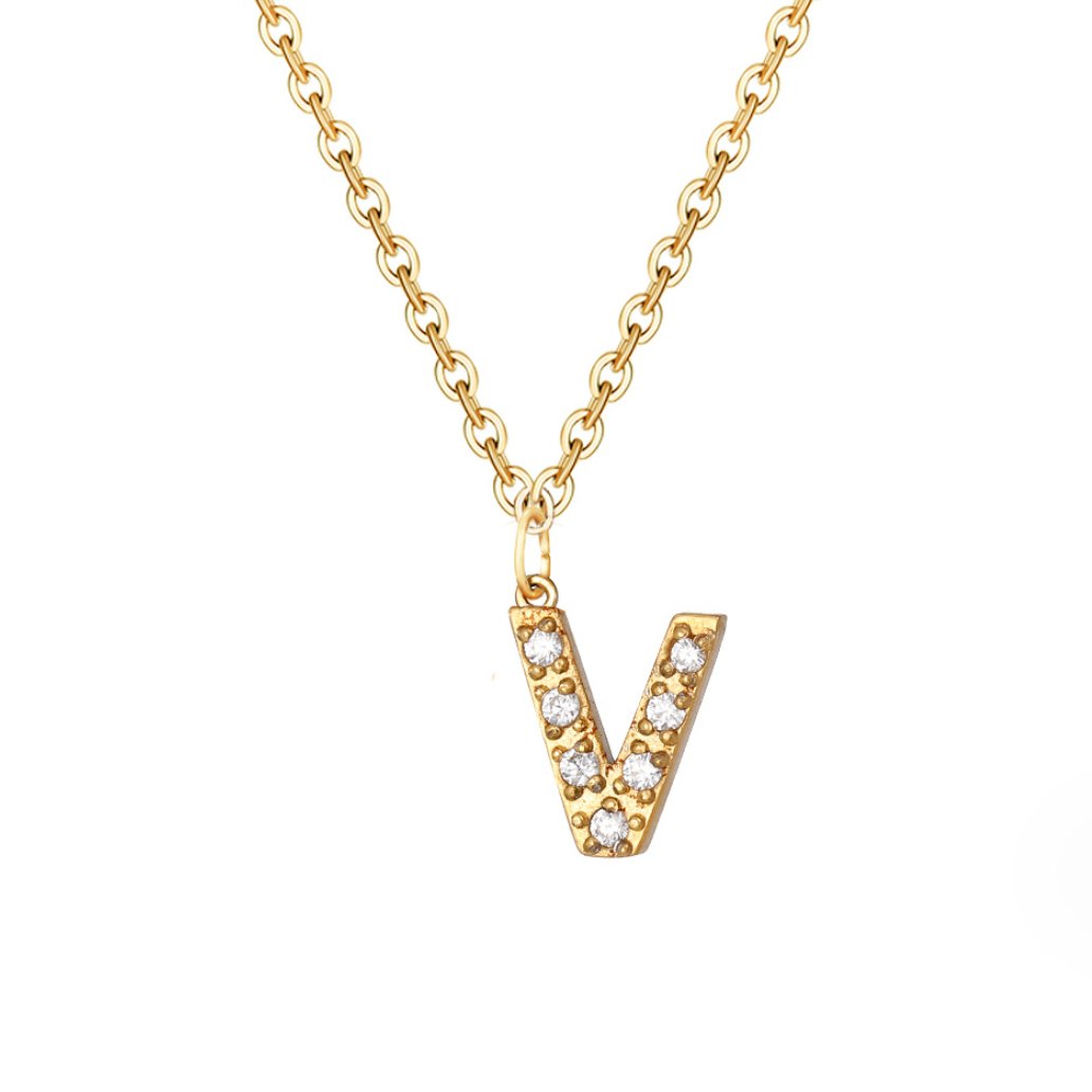 Crystal Charm Letter Necklace