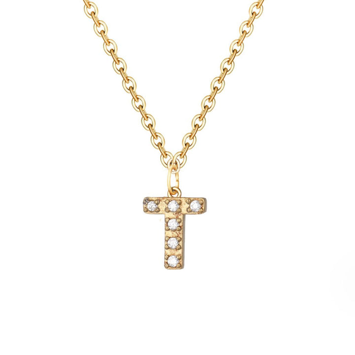 Crystal Charm Letter Necklace