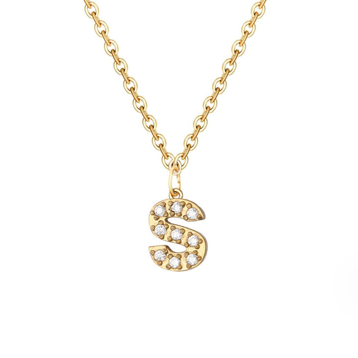 Crystal Charm Letter Necklace