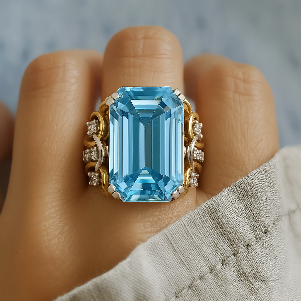 Vintage Blue Sparkle Stack Ring
