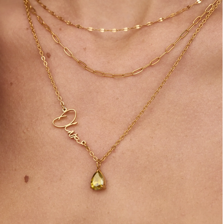 Signature Name and Birthstone Necklace