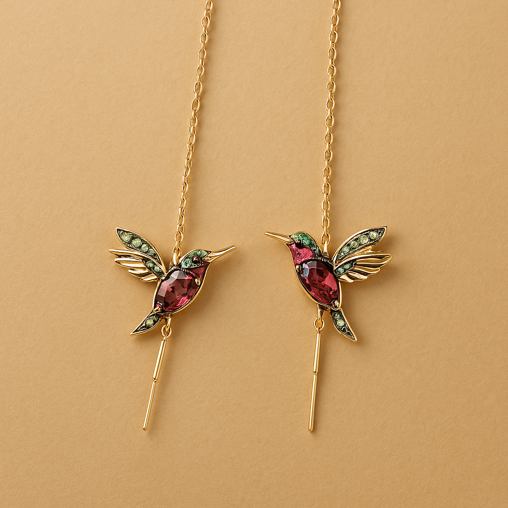 Zirconia Hummingbird Charm Earrings