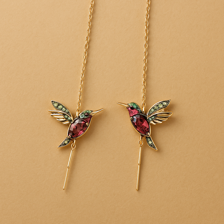 Zirconia Hummingbird Charm Earrings