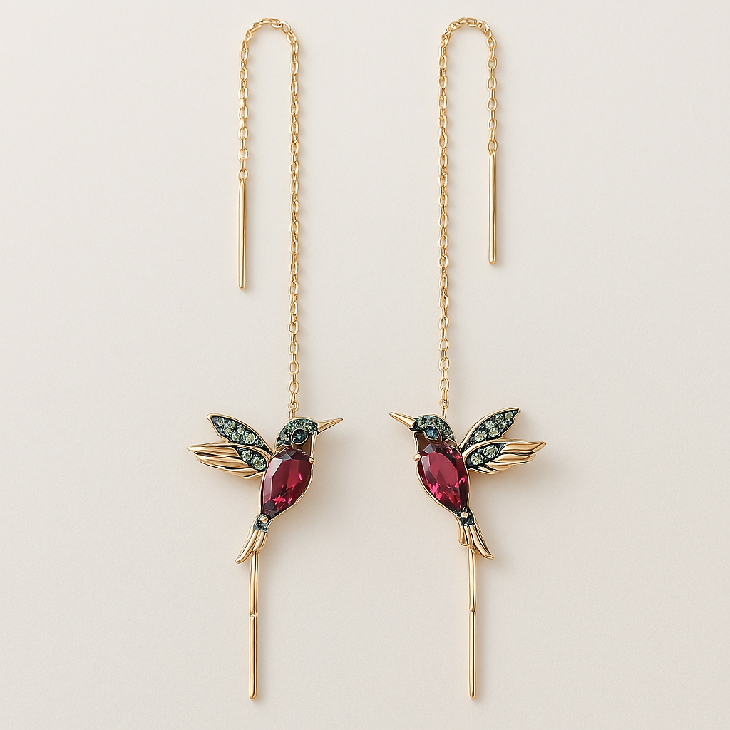 Zirconia Hummingbird Charm Earrings
