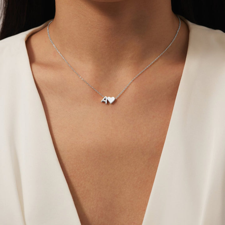 Silver 'Eternal Love' Necklace with Initial