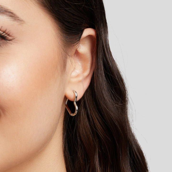 Silver Heart Design Earrings