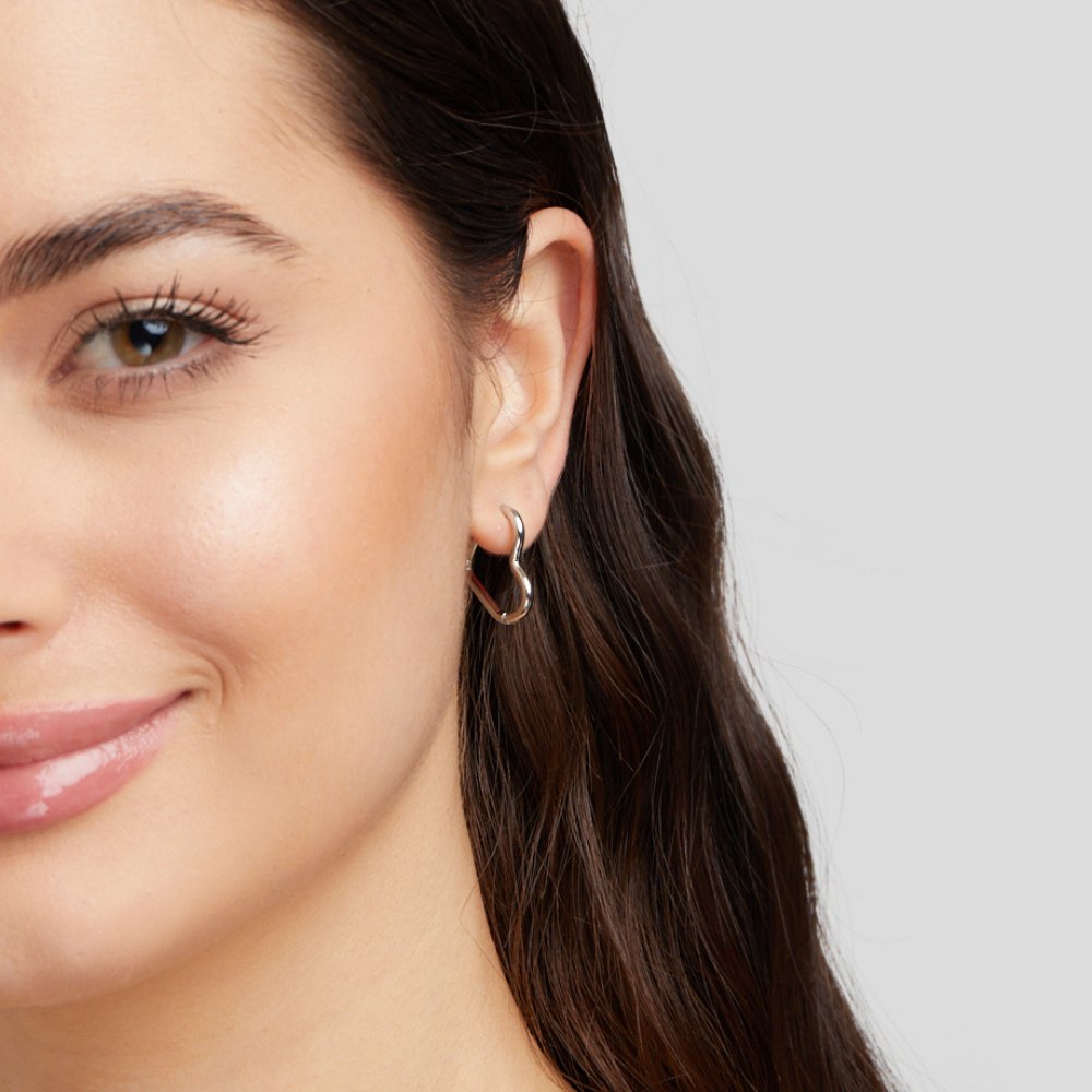 Silver Heart Design Earrings