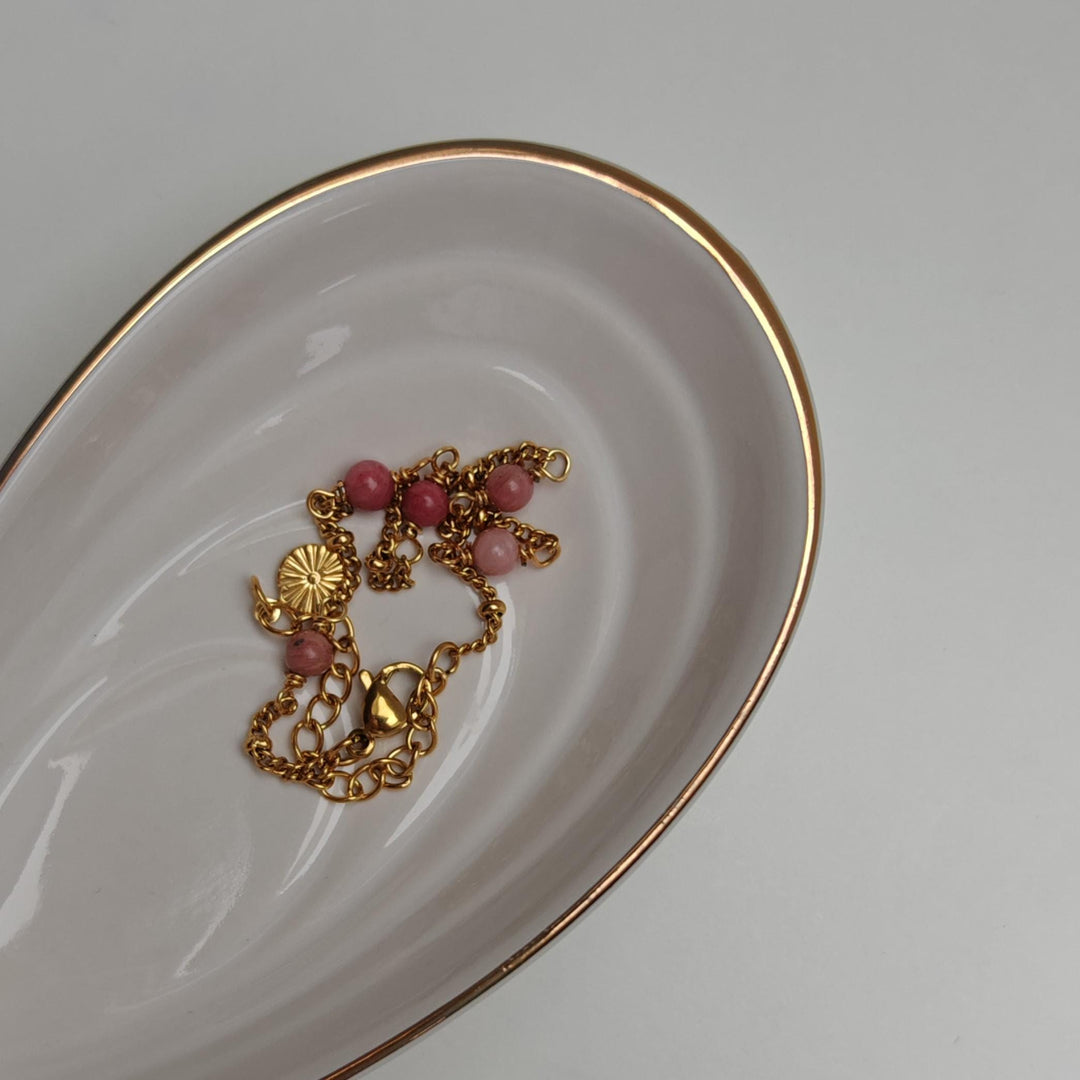Rhodonite Pearl Gold Bracelet