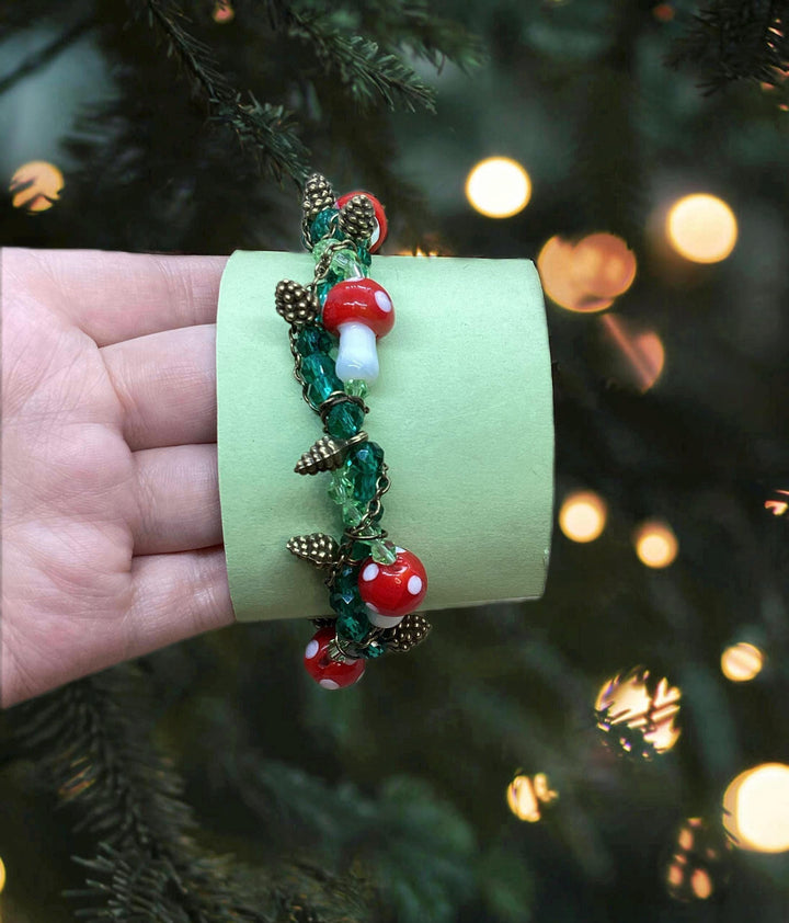 Bronze Mushroom Pinecone Bracelet