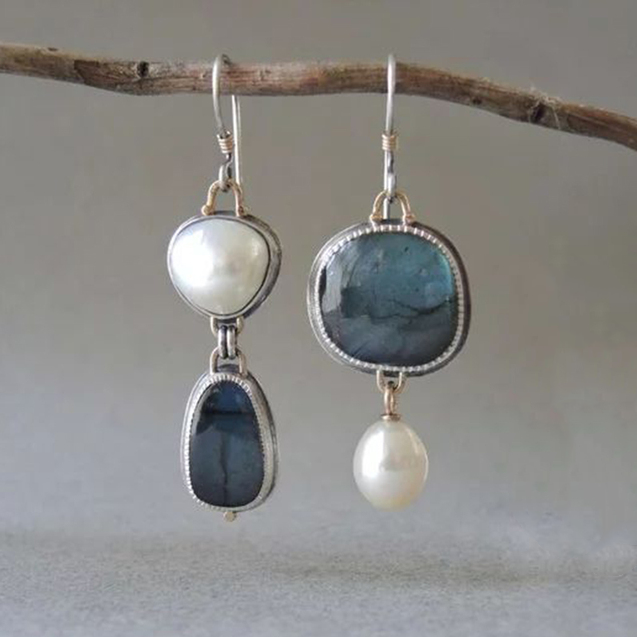 Vintage Blue Gemstone Elegance Earrings