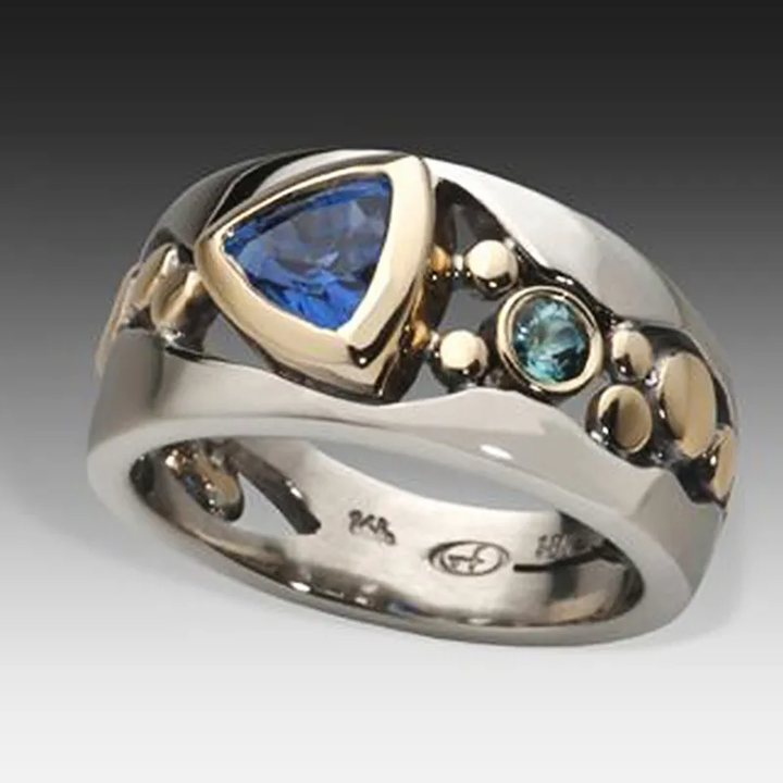 Vintage Blue Crystal Charm Ring