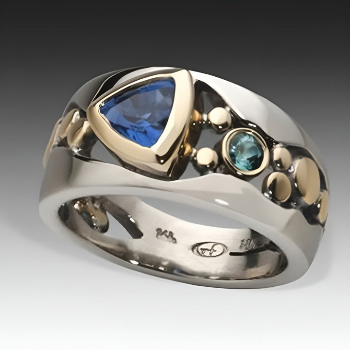 Bague Élégante Bleu Ancien