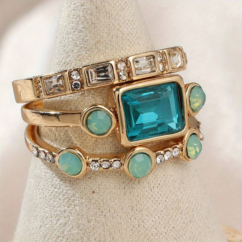 Vintage Blue Crystal Ring Collection