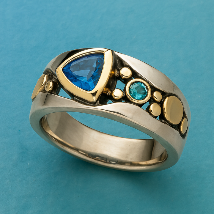 Vintage Blue Crystal Charm Ring