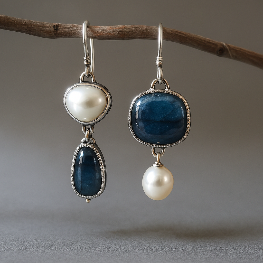 Vintage Blue Gemstone Elegance Earrings