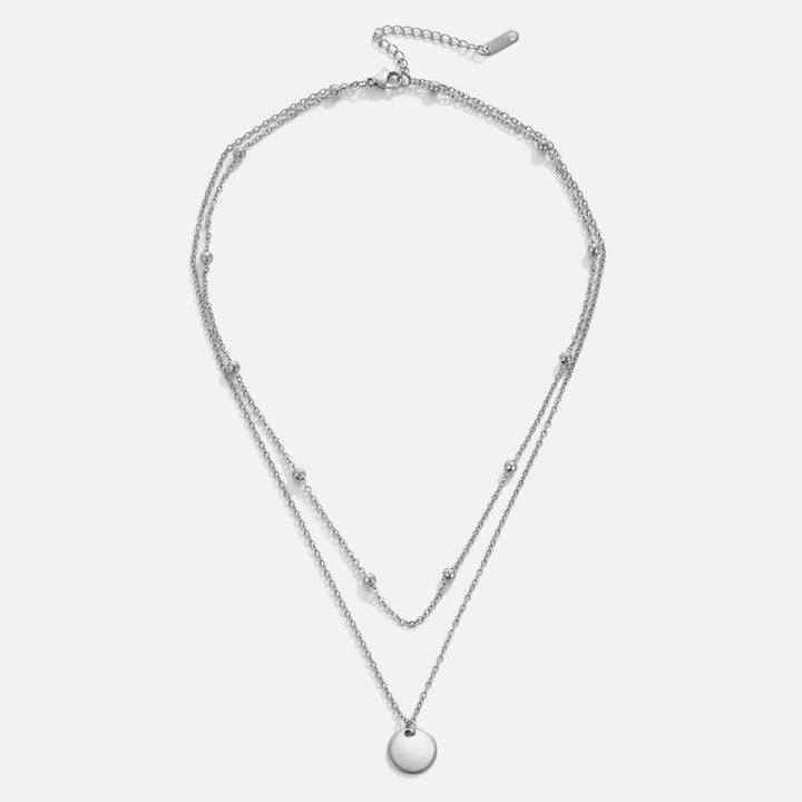 Silver Necklace with Stacked Discs