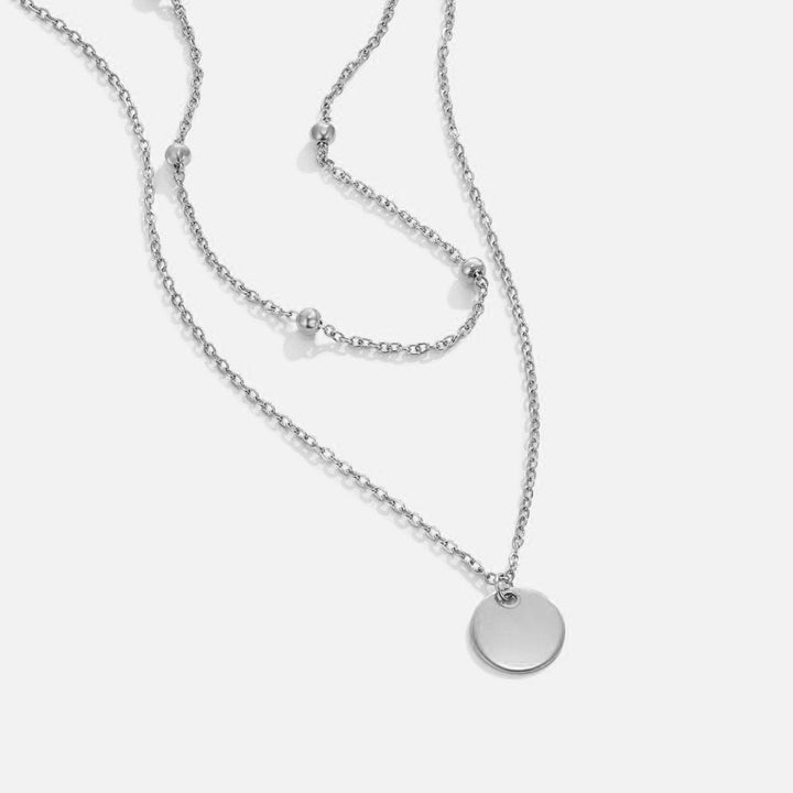 Silver Necklace with Stacked Discs