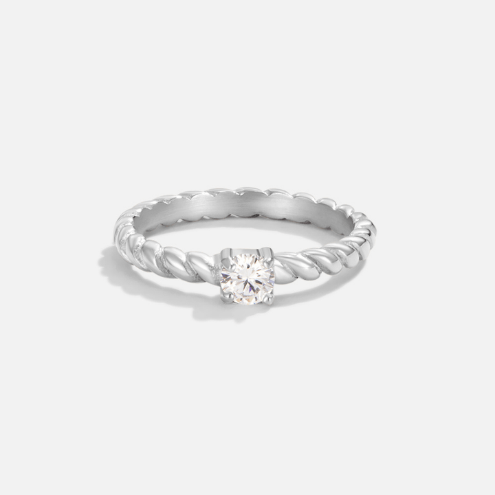 Silver Crystal Twisted Ring - Milan Ring