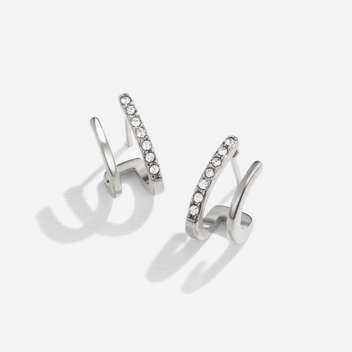 Silver Earrings with Claw-Shaped Crystal