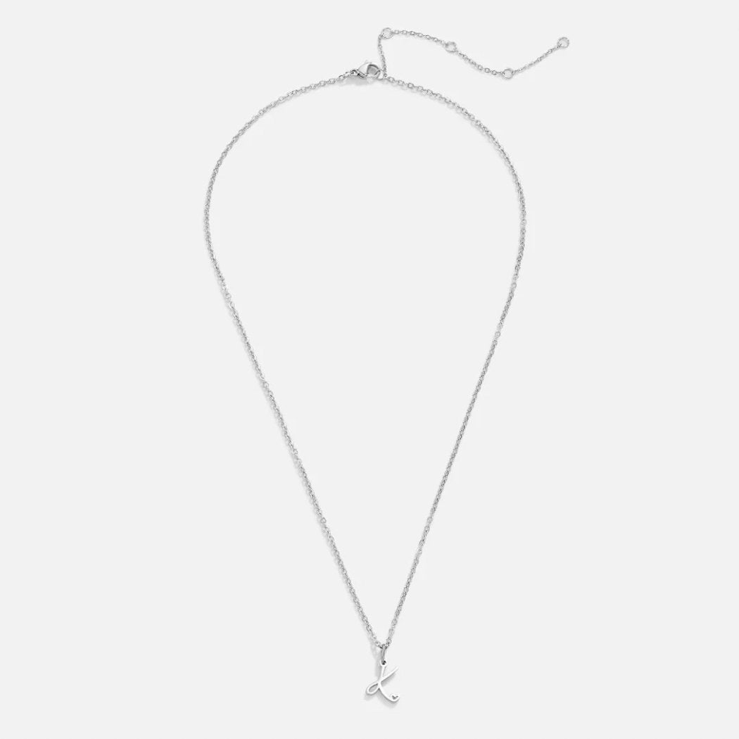 Silver Heart-Shaped Necklace with Initial