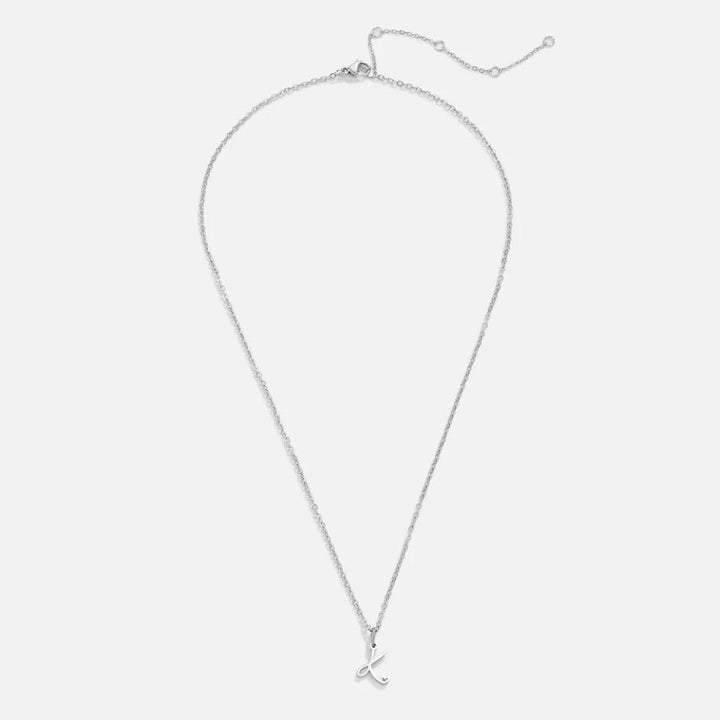 Silver Heart-Shaped Necklace with Initial