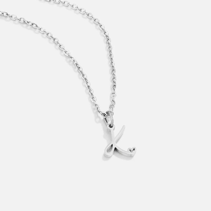 Silver Heart-Shaped Necklace with Initial