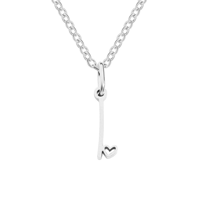 Silver Heart-Shaped Necklace with Initial