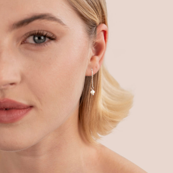 Maria Silver Beaded Dangle Earrings