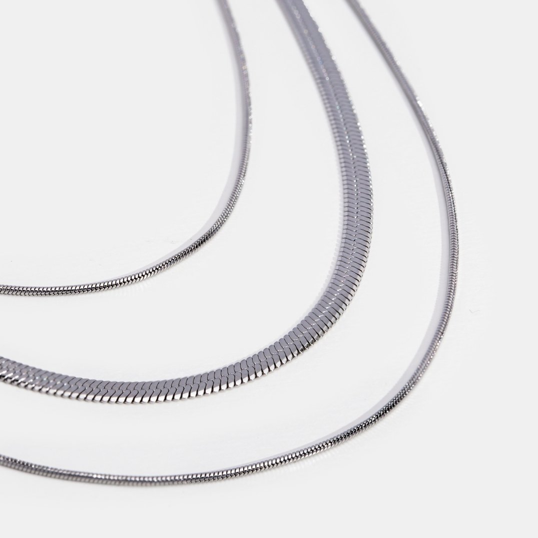 Multi-Layer Silver Chain Necklace