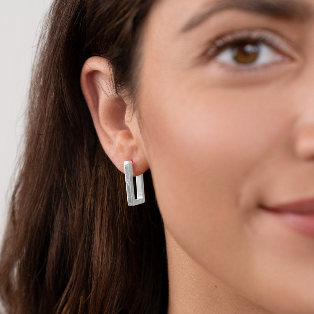 Rectangular Silver Hoops