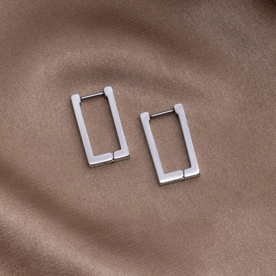 Rectangular Silver Hoops